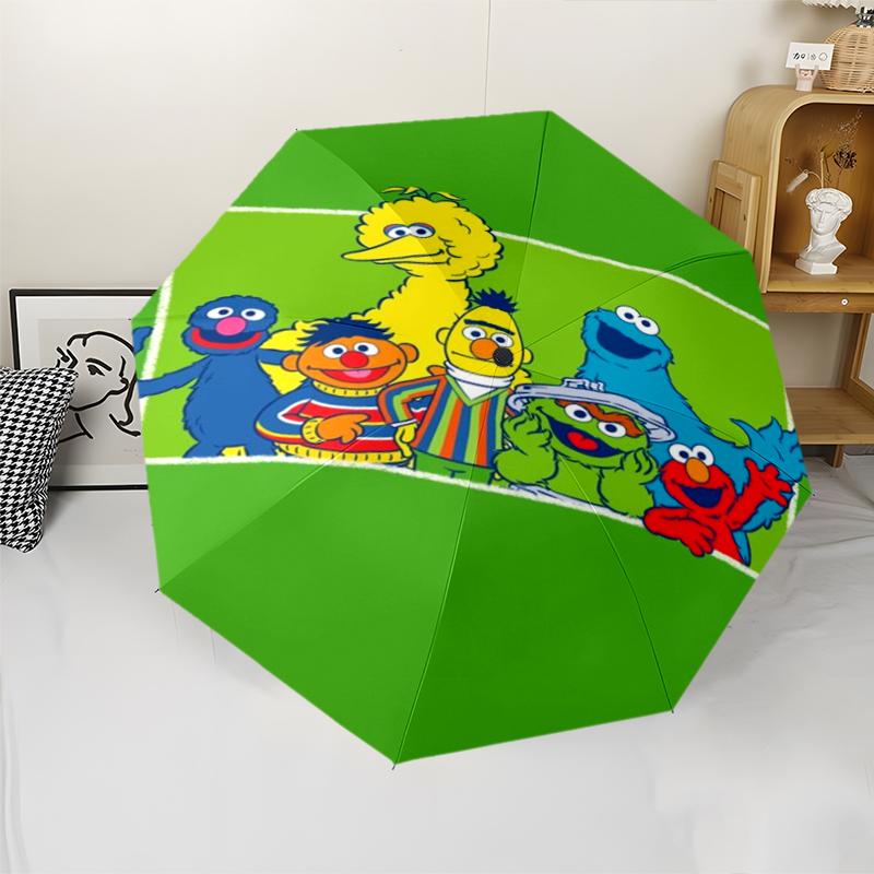 Sesame Street Theme Automatic Umbrella, Lightweight & Portable, 8 Rib, Perfect for Outdoor Travel, Birthdays, Christmas, Gifts.