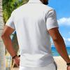 Women Short Sleeve Polo Shirt Light Beige Black Dense Leopard Print Half Zip Lapel Top