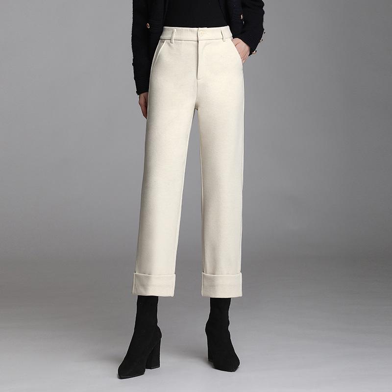 

Petite High-Waist Bootcut Wool Flannel Cigarette Pants - Slimming & Thickened for Autumn/Winter 2026 New Arrival 3XL (31/135-145 lbs)