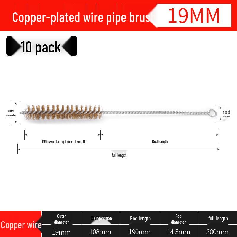 Small Bristle Test Tube & Pipe Cleaning Brush with Extended Steel Wire & Copper-Plated Features