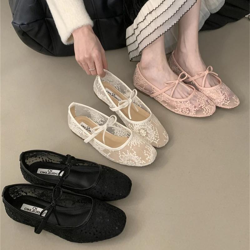 Spring Autumn Lace Women Mary Jane Shoes Fashion Slip On Comfort Street Style Soft Sole Female Dress Flats Shoes