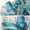 Blue And Green Butterfly Shower Curtain, Retro Colorful Fun Floral Aesthetic Shower Curtain Set Washable Waterproof Fabric