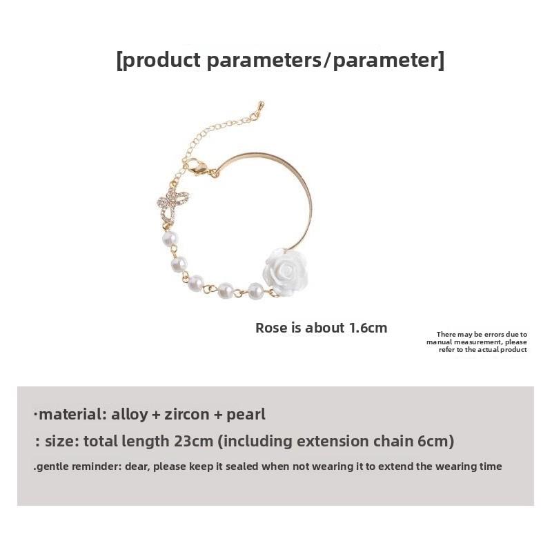 Super fairy rose bracelet french pearl butterfly elegantretro bracelet