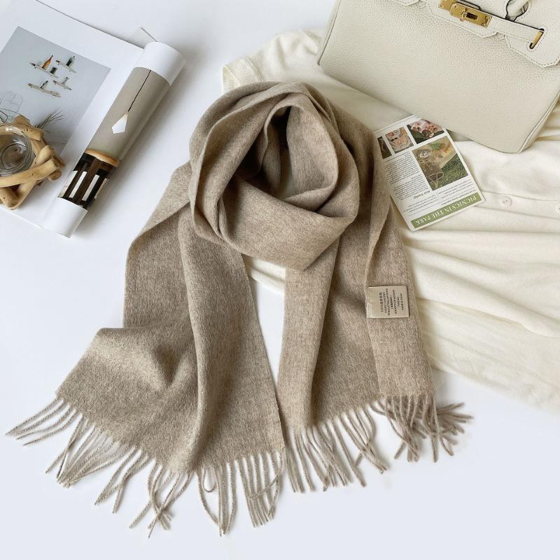 Women S Thick Warm Wool Scarf With Printed Logo For Winter Fashion