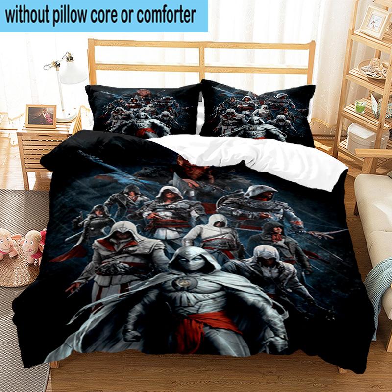 1PC Assass Warrior 3pcs Bedding,Including 1pc Duvet Cover And 2pcs Pillowcases Perfect for Christmas,Ideal for Bedroom, Dormitory
