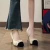 High Heel Shoes For Women Fashion Pu Pointed Toe Slip On Elegant Spring Office Wear