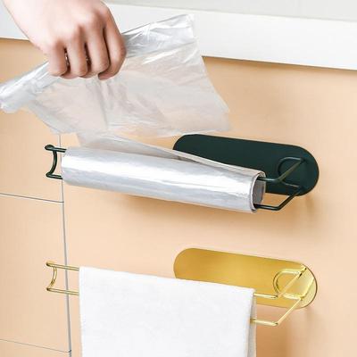 Portasciugamani di carta in ferro oro nordico Portaoggetti a parete Scaffale per organizer per la casa Attrezzo da cucina per carta assorbente Involucro di plastica