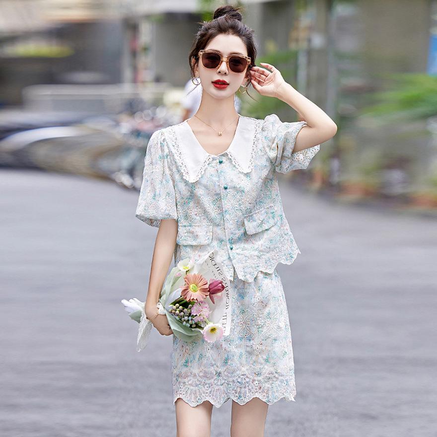 

Платье из кружева Сяосян, женское летнее, новый дизайн, чувство стиля, для маленького роста, милое, с темпераментом, платье-двойка XL зелёный