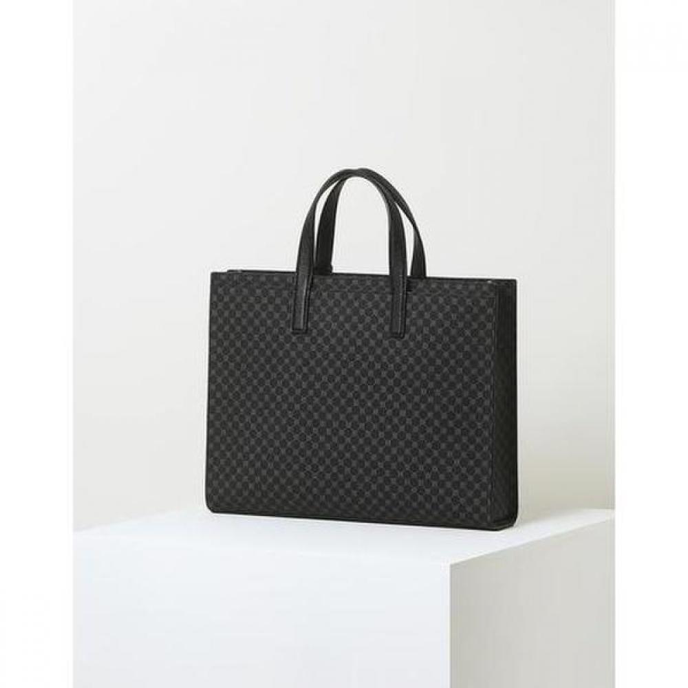 Daks Black Logo Pattern Leather Large Tote Bag Dbba4e601bk