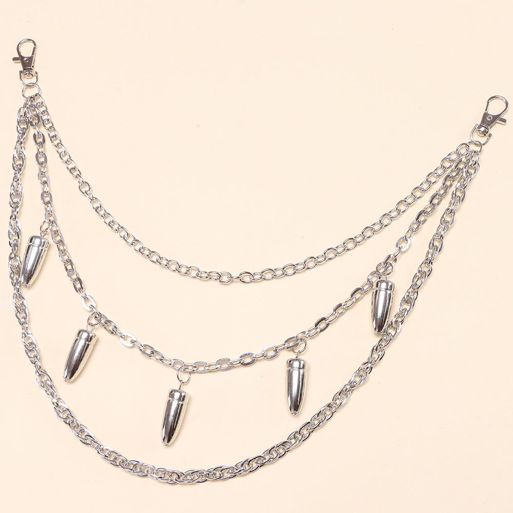 Модная многослойная металлическая цепочка в виде пули для брюк - стиль хип-хоп.