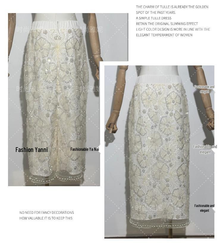 Evropský a americký styl flitrová perlová květinová vesta, sukně a kardigan set