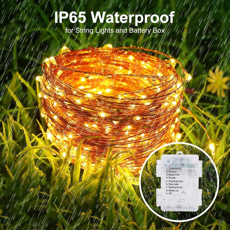 Waterproof Battery-Operated LED Fairy String Lights with Remote - Copper Wire Star Garland for Decoration