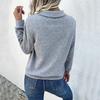 Women's Casual Solid Color Slim Fit Sweater Textured Stand Collar Long Sleeve Top