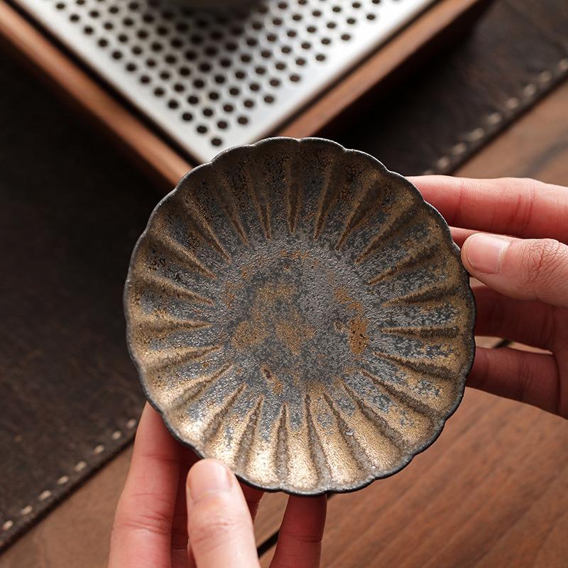 Kiln Change Glaze Ceramic Coasters Set Handmade Pottery Coasters for Hot Tea Cup Home Decor Kung Fu tea set