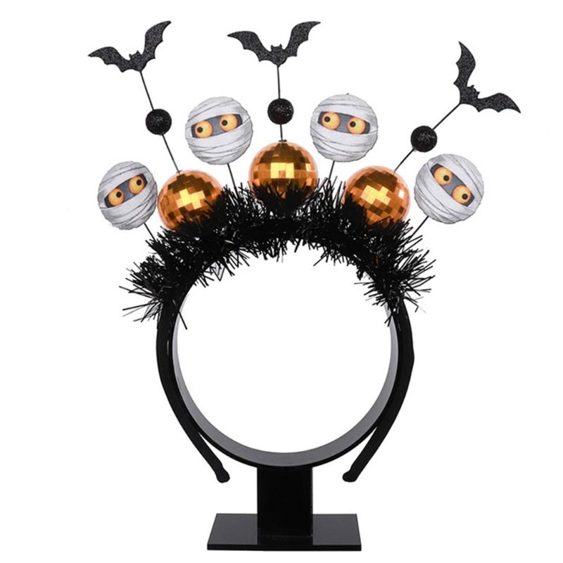 Headdress Halloween Disco Headwear Disco Ball Garland for Stall Market Shining Mirror Ball Halloween Headpiece