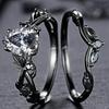 Stylish Gun Black & White Diamond Couple Rings - European & American Engagement Jewelry