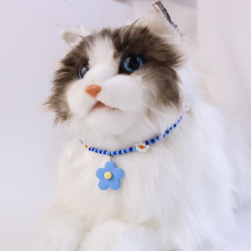 Pet Collar Cats Dogs Floral Beaded Handmade Charm Adjustable Safety Buckle Necklace Small Medium Pets