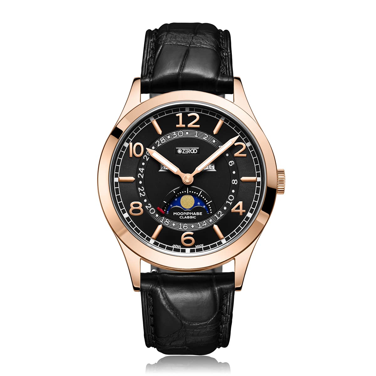 

Годинник ZEROO CLASSIC2 Moon Phase Quartz Color Rose [ZERO] Mens [Оригінальний продукт] (Чорний/золотий корпус)