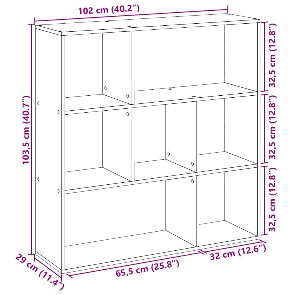 Room Divider Bookshelf Artisan Oak 102x29x103.5 cm