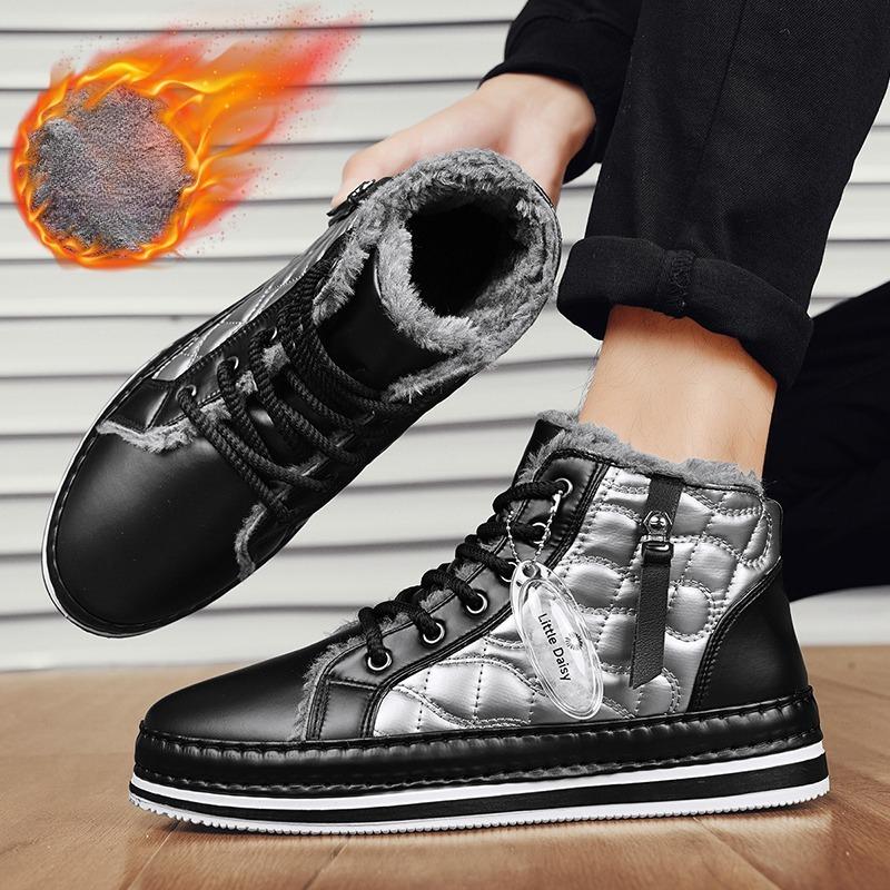 Neue Mode Herrenstiefel Winter Warm und Flauschig Lässig Vielseitig High Top Stiefel Kältebeständige Schuhe Outdoor Schnee Stiefeletten