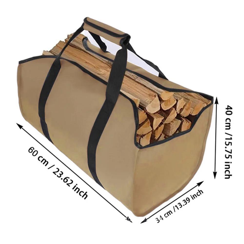 Large Capacity Firewood Storage Bag Canvas Carrier Carrying Bag Handbags For Log Carrier Fireplace Tote Firewood Storage Bag