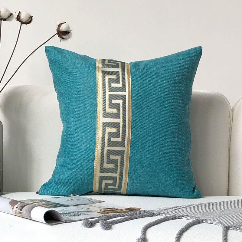 

New Modern European Style Plaid Striped Linen Solid Color Pillowcase Office Home Sofa Cushion Cover Core 45X45cm single-sided pattern