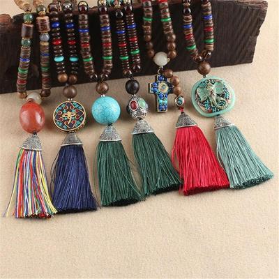 Halskette Nepal Boho Frauen Lange Pullover Kette Anhänger Quaste Vintage Ethnische Geschenke