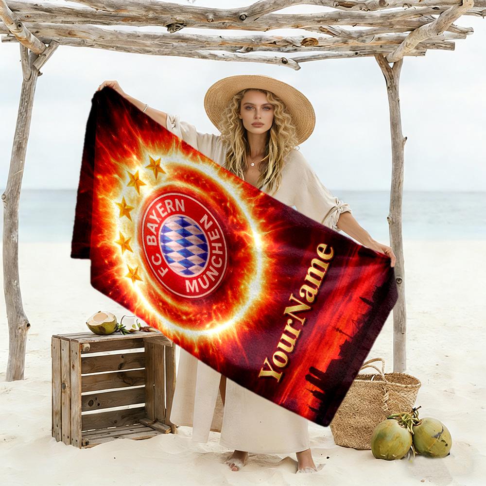 Bayern Munich Personalized Name Beach Towel High Absorbency & Quick-Dry Perfect for Traveling Yoga Camping and Swimming