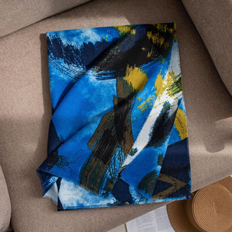 

Женский шарф с кашемировым эффектом, длинный, с принтом листьев, теплая шаль-накидка, зимний модный аксессуар, мягкий, легкий, роскошный шейный шарф 68*190cm