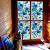Fresh and Vibrant Laser-Cut Blue Flower Branch Home Decor Glass Window Adhesive Sticker