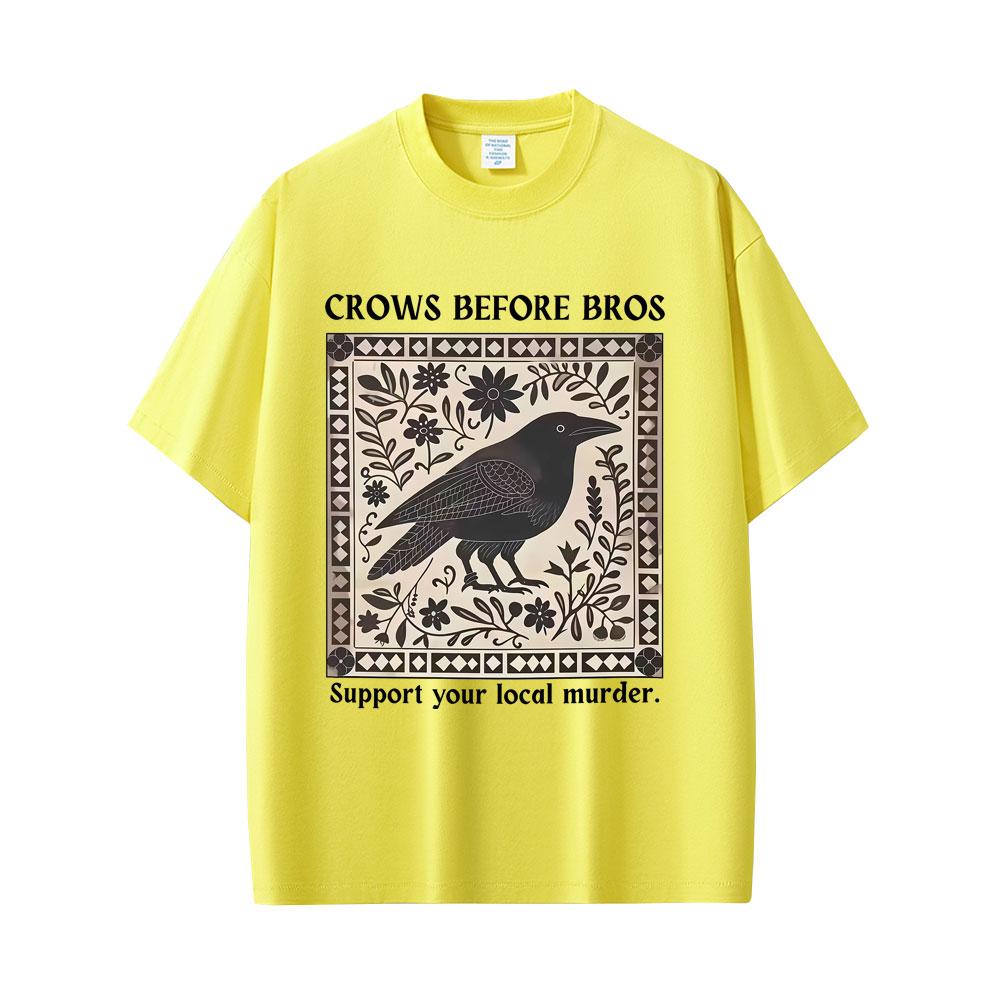 Crows Before Bros Funny Meme Tshirt Unique Bird Nature Tshirt  Casual  Vintage T Shirts  Oversized Tshirts