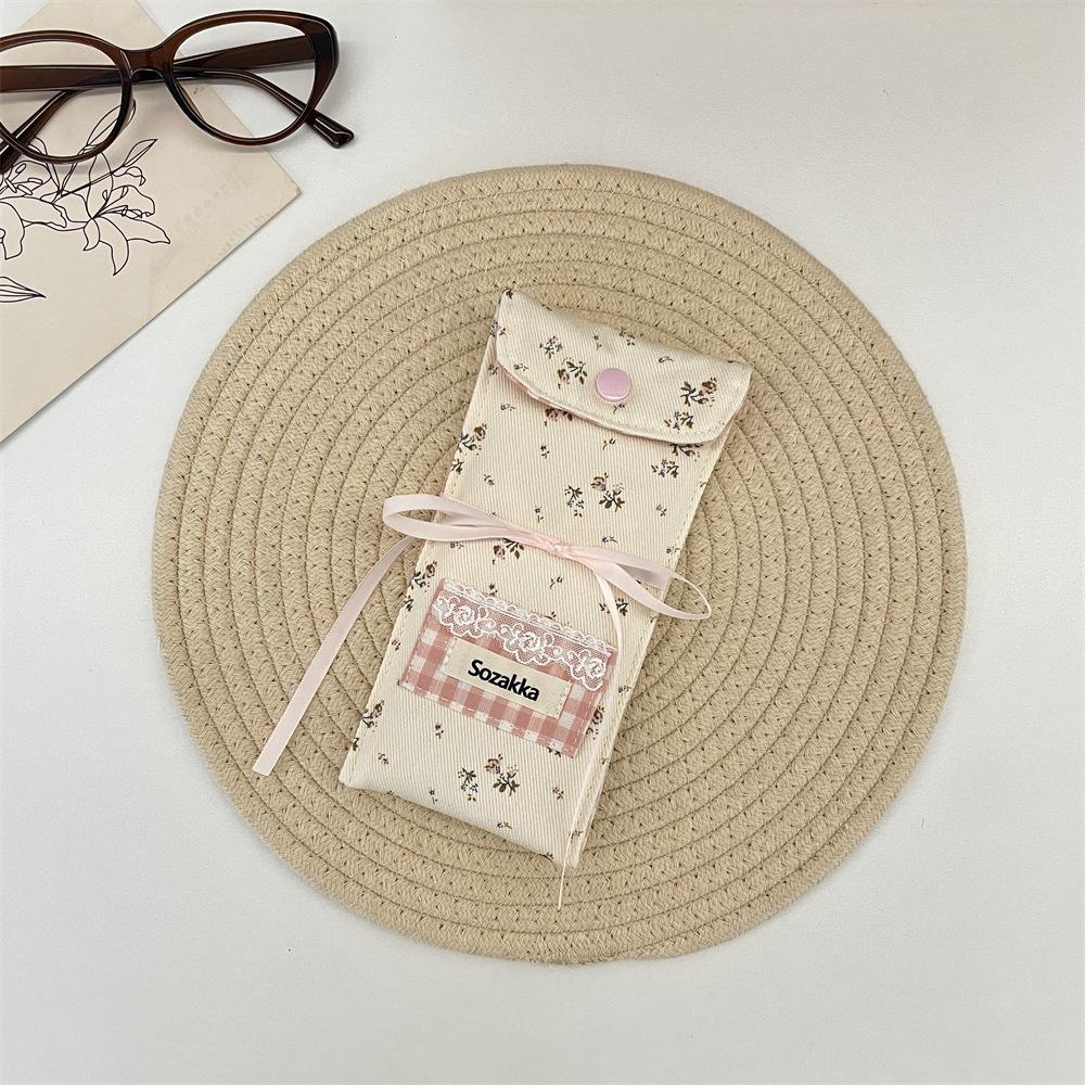 Floral Splicing Glasses Storage Bag Portable Glasses Bag Women's Sunglasses Glasses Case Fabric Storage Bag