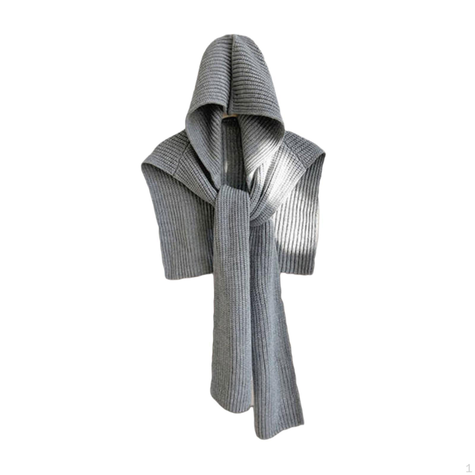 

Balaclava Hat Scarf with Hood Women s Functional Polyester Knit Soft Windproof Suitable for серый