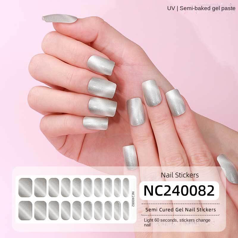 Semi-cured Gel Nail Stickers Gradient Rainbow French Gel Nail Stickers Flash Cat Eye Gel Nail Stickers