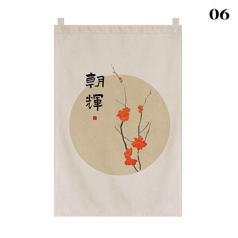 Chinese Style Short Door Curtain Drapes Kitchen Partition Restaurant Tea House Hanging Curtain Pennant Izakaya Decor Shop Sign