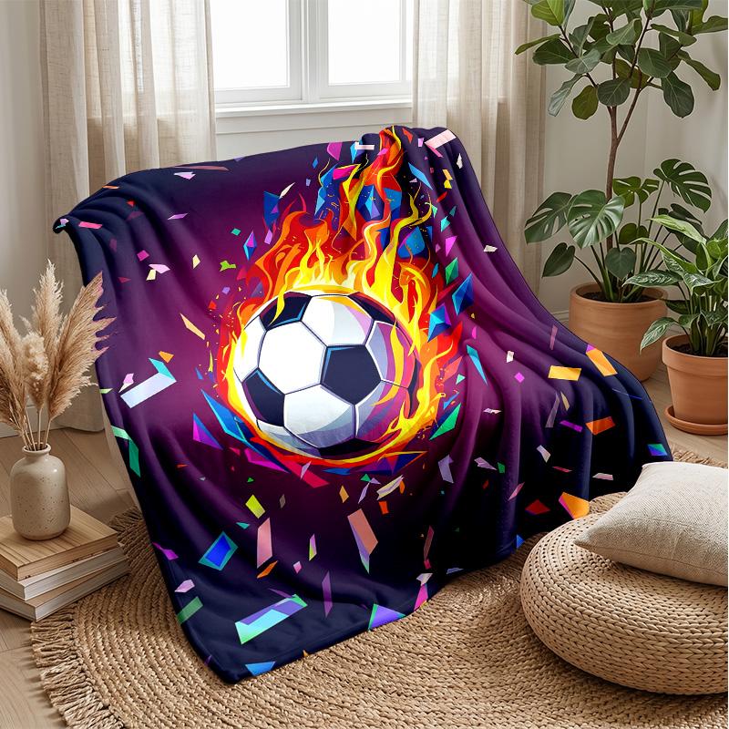 Soccer Ball Splash Art 1 Theme Blanket Lightweight Warm Flannel Blanket Decorative Throw Blanket for Home Decoration