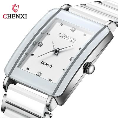 Mit Geschenkbox Top Luxus CHENXI Damen Quadratische Uhr Keramik Modische Quarzuhr