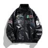 Giacca da Motociclista Casual Britannica alla Moda Stampata da Uomo in Pelle PU Abbigliamento da Uomo