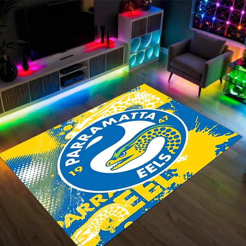 Parramatta Eels Design Crystal Velvet Carpet Cozy Non?Slip Printed Rug For Bedroom Living Room Entrance