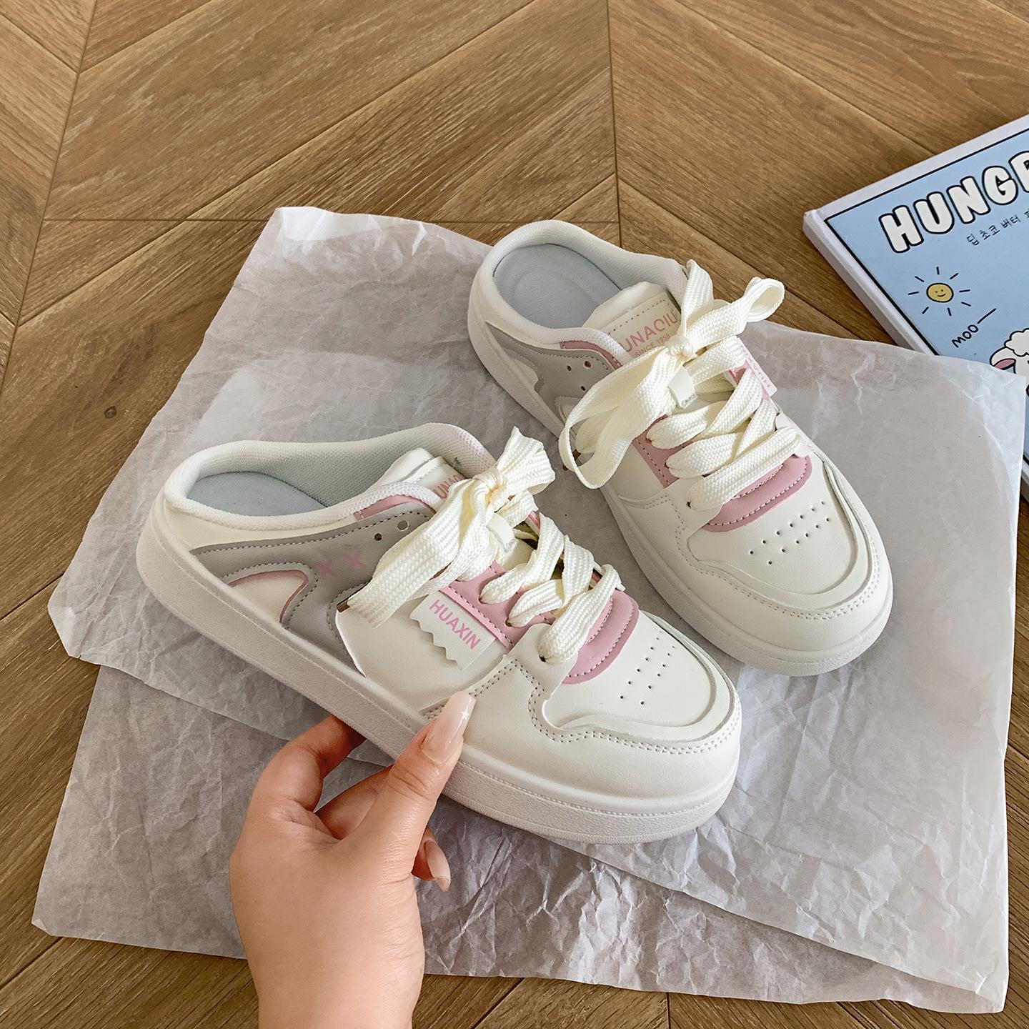 

Cute and lightweight white retro thick-bottomed bag head slippers women s summer wear 2025 new non-slip sports cool slippers 40