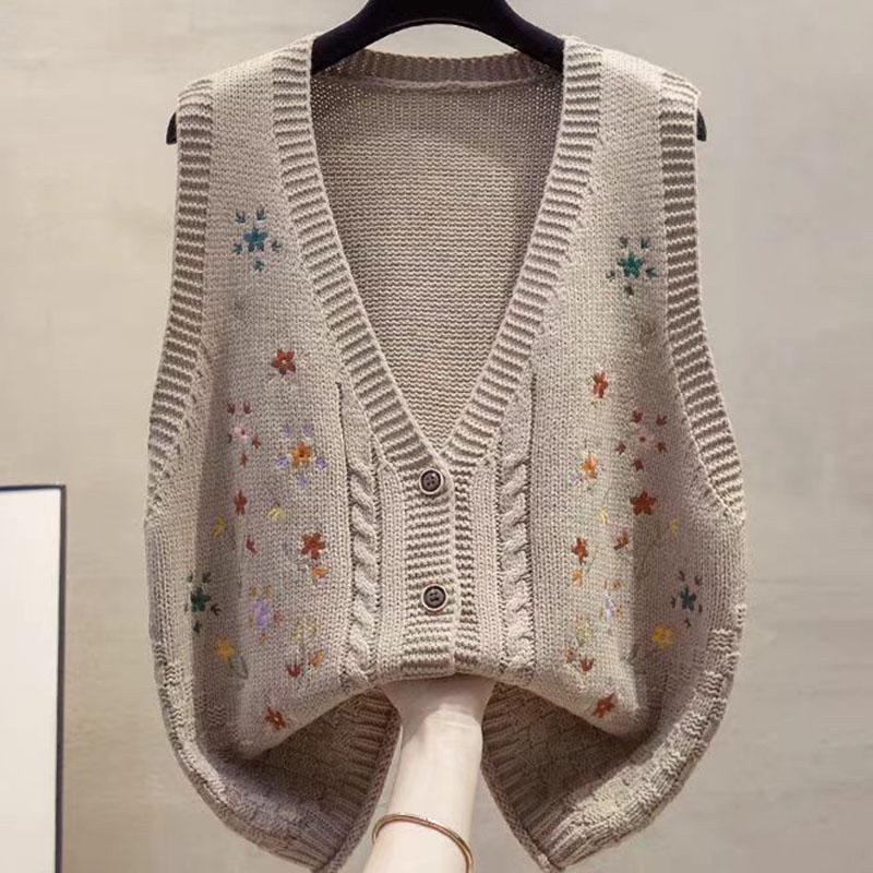 Sweaters Coat Cardigan for Women Autumn Winter Large Size Vintage Loose Sleeveless Knit Cardigan Sweaters Jacket