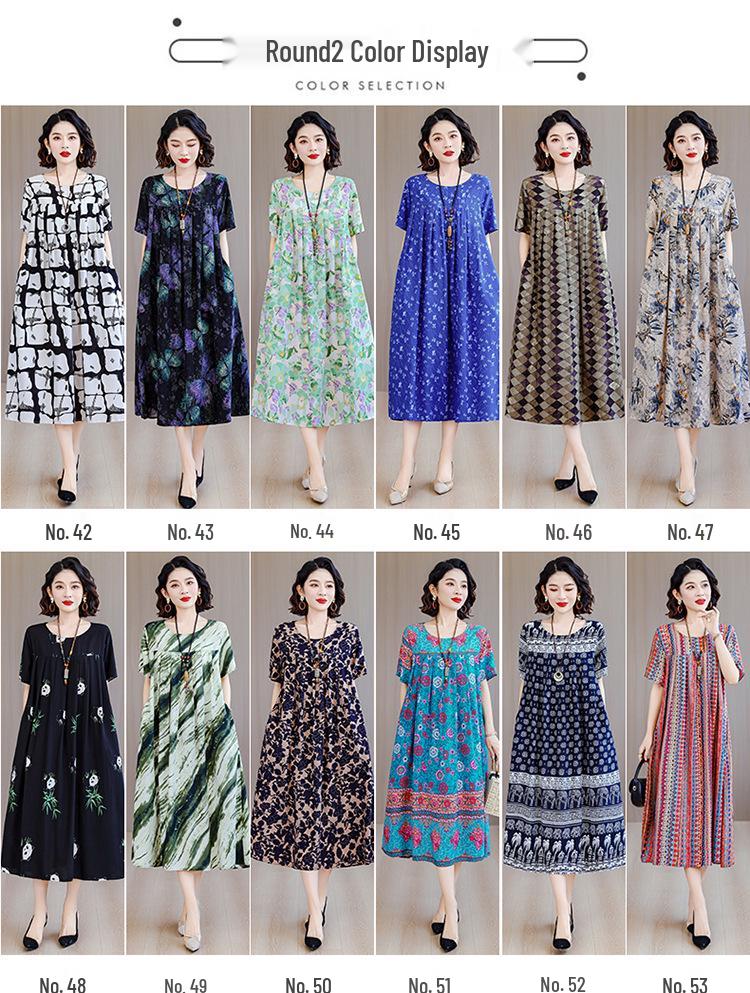 Summer Cotton Silk Loose Nightgown for Plus Size Women - Casual Mom Style Home Dress