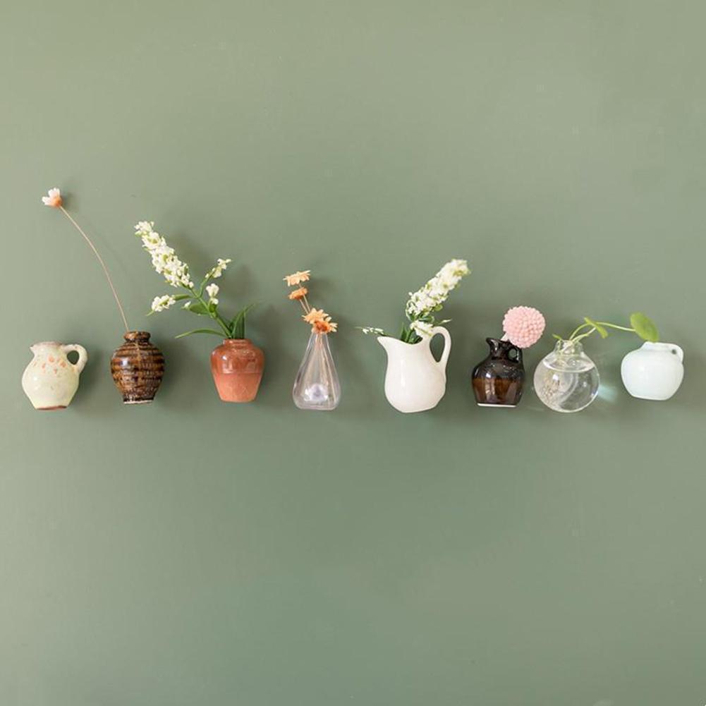 24 Style Mini Ceramics Vase Fridge Magnet DIY 3D Vase Creative Message Magnets Sticker for Air Conditioners Fridge Decorations