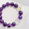 12Mm High Quality Royal Grape Purple Natural Amethyst Lemon Citrine Bracelet