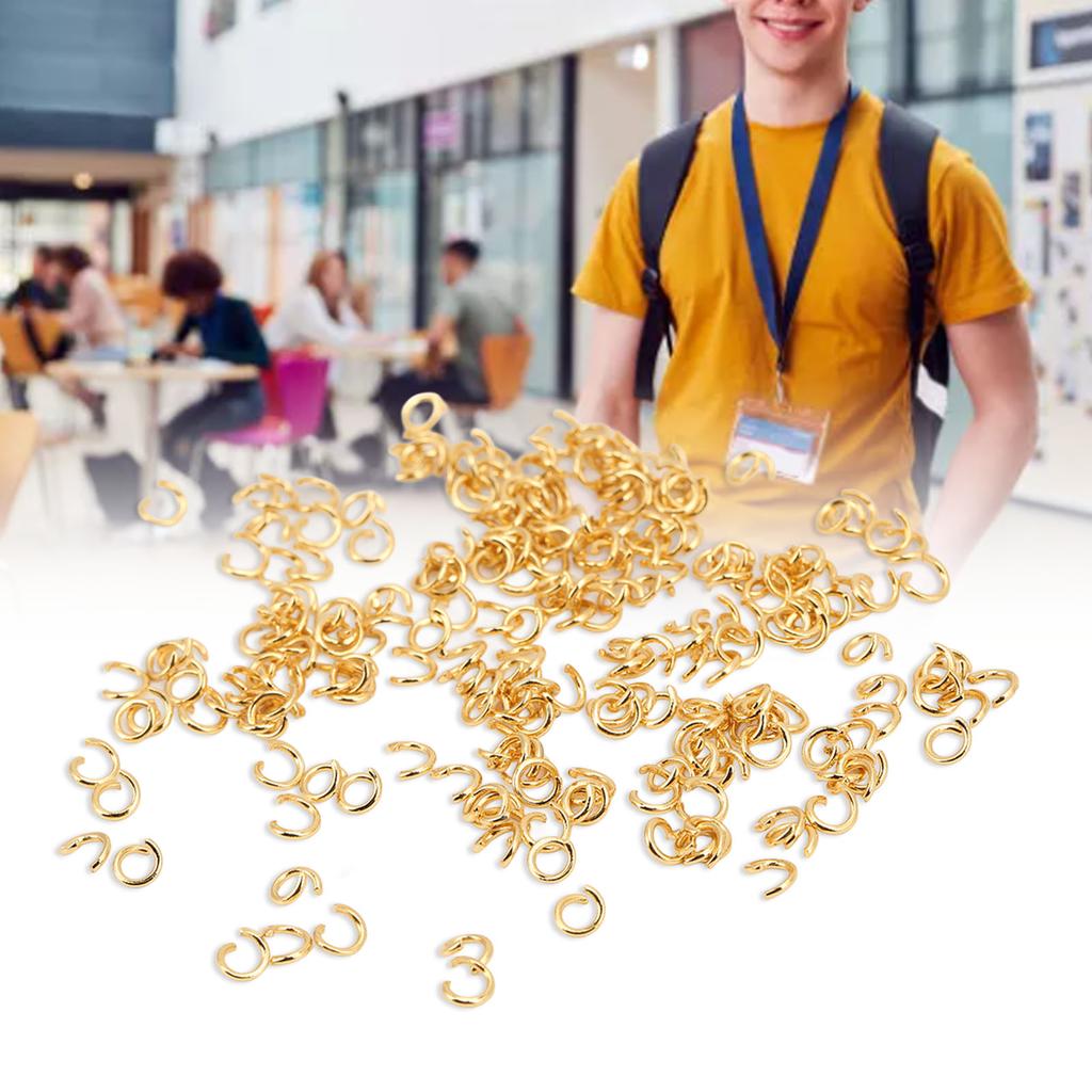 200 Pcs Jump Rings Multipurpose Stainless Steel Gold Open Jump Ring DIY Jewelry Connection Buckle