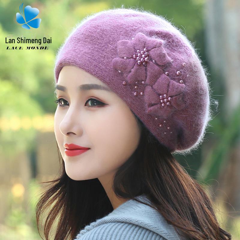 

«Осенне-зимний берет из меха кролика»: Корейский стиль, на бархатной подкладке, симпатичный и утолщенный для женщин. Adult One Size (55-58cm)