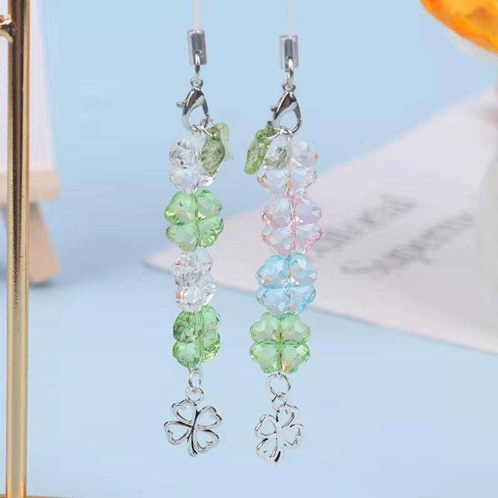 

Y2K Trendy Clover телефон шнурок зеленый счастливый четырехлистный шнурок модный сотовый телефон цепочка сумка кулон Green