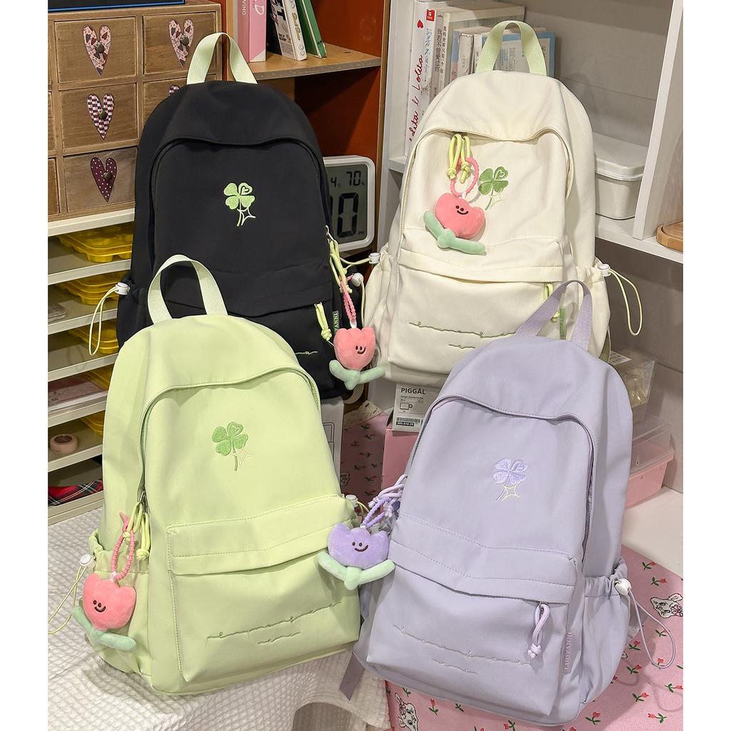 Schoolbag New Ins Style Niche Backpack Female Cute Embroidery Large Capacity Schoolbag Junior High School Student Leisure Travel Backpack