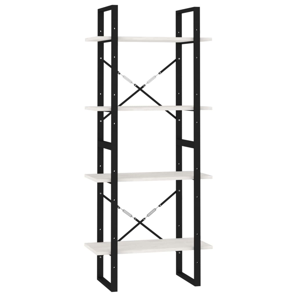 Bookshelf 4 Shelves White 60 X 30 X 140 Cm Solid Pine Wood