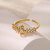 Dainty Planet Gold Color Open Ring Stainless Steel Tiny Zirconia Planet Rings For Women Wedding Vacation Jewelry Gift